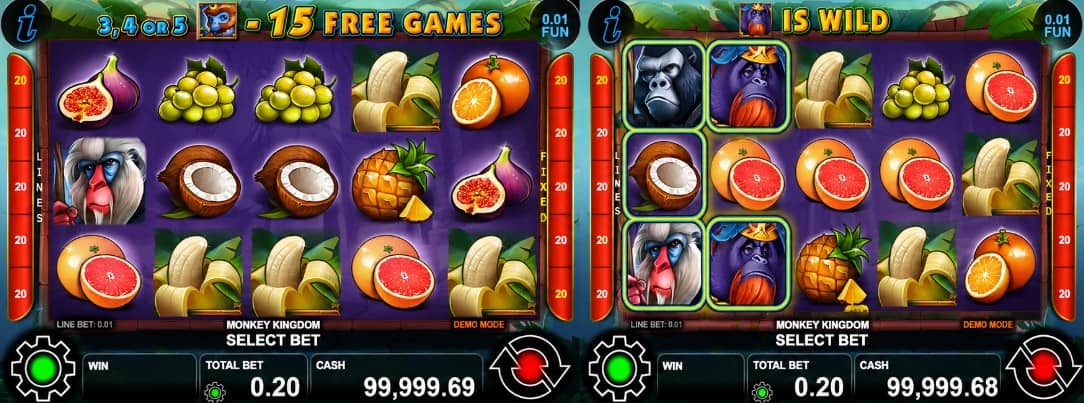 Monkey Kingdom е слот на CT Interactive с 20 линии, Free Games режим, Banana Bonus функция, Wild символи и максимална печалба до 10 000x залога.