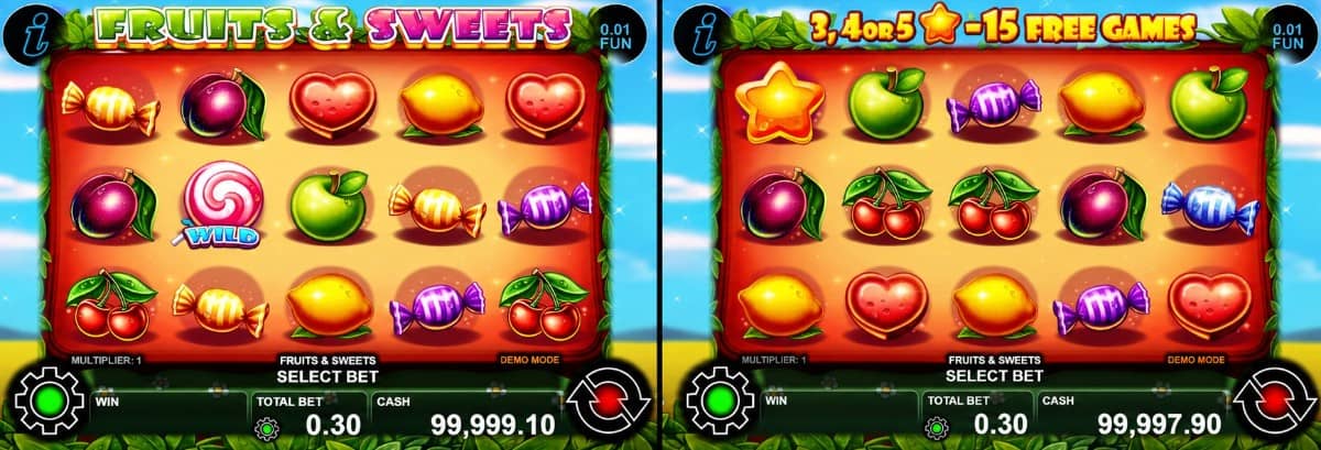 Fruits & Sweets е cascade слот на CT Interactive с Free Games, множители до x100, Wild символи и cluster печалби. Виж как работят каскадите, Scatter символите и бонус функциите в играта. Fruits & Sweets е cascade слот на CT Interactive с Free Games, множители до x100, Wild символи и cluster печалби. Виж как работят каскадите, Scatter символите и бонус функциите в играта.