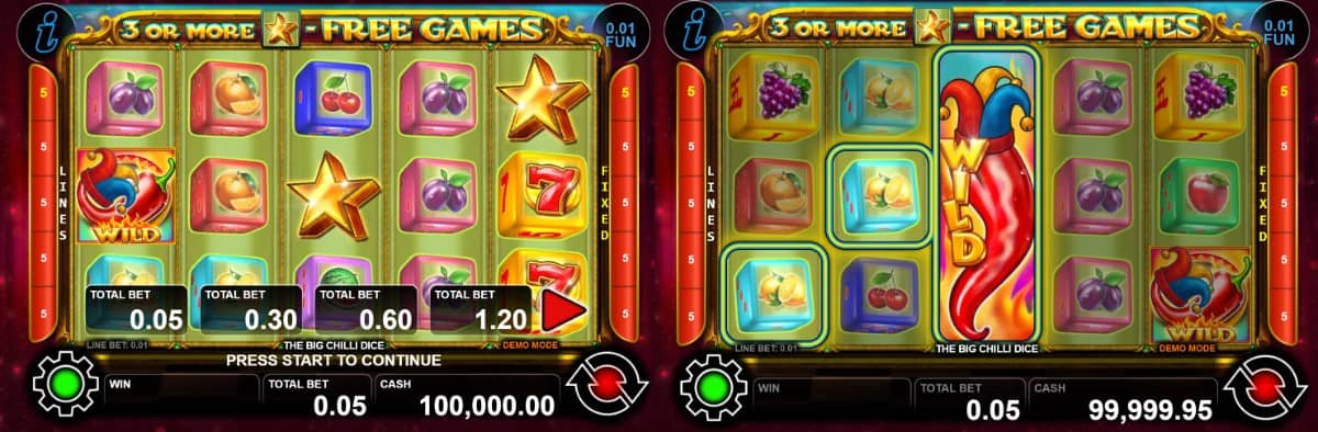 The Big Chilli Dice е dice слот на CT Interactive с 5 линии, Free Games, Wild символ и бонус сандъци. Виж как работят функциите, символите и печалбите в играта.