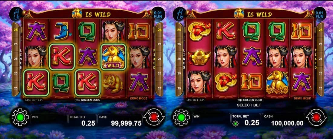 The Golden Duck е слот на CT Interactive с 25 линии, Free Games режим, Златно яйце Wild, Gamble функция и максимална печалба до 2000x залога. Вижте символите, бонусите и разликите спрямо The Golden Duck Dice.