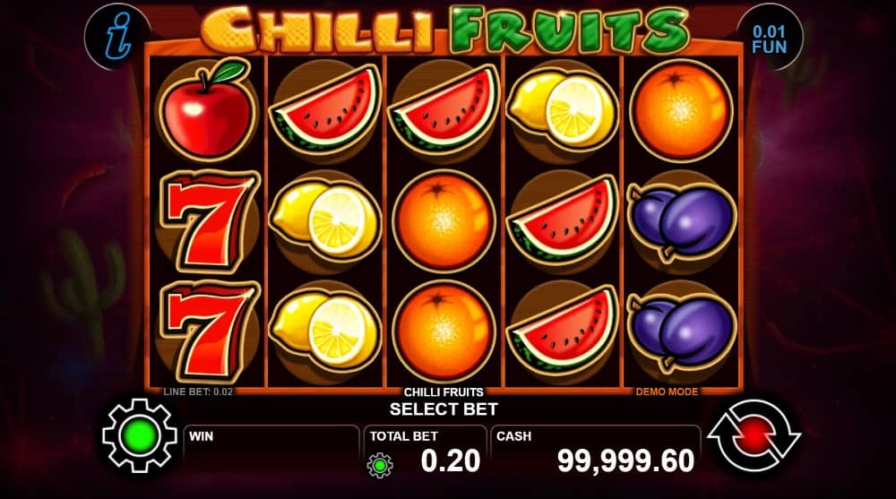 Chilli Fruits е класически казино слот на CT Interactive с 5 барабана, 10 линии, разширяващ се Wild символ, Respin функция и печалби до 1000x залога.
