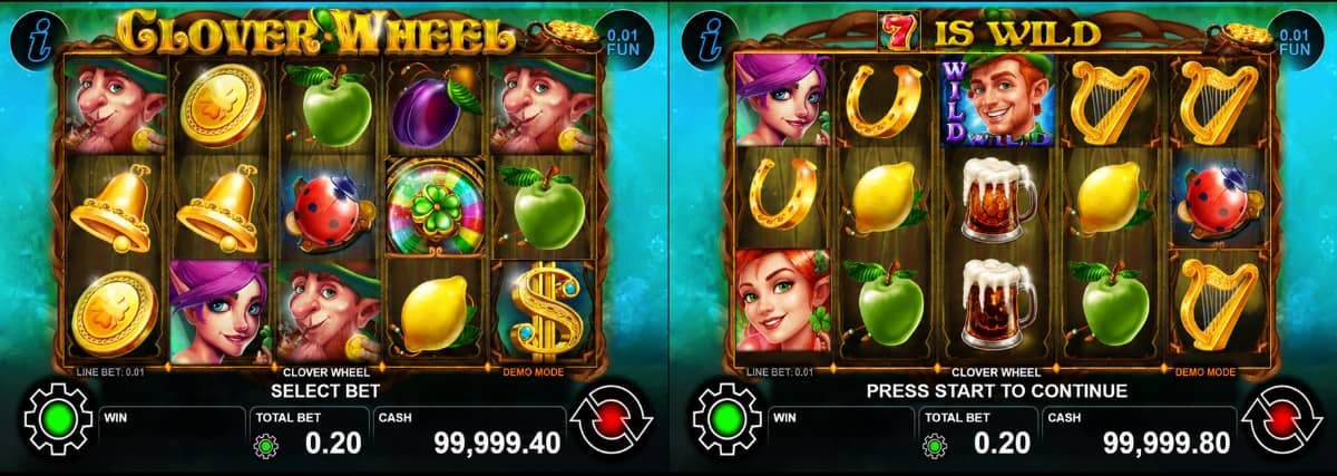 Clover Wheel е слот на CT Interactive с 5 барабана, Wheel of Fortune бонус, Wild множител x2, Mini Bonus функция и печалби до 10 000x залога.