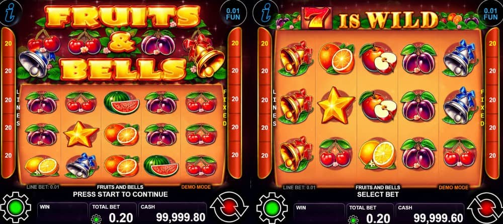 Fruits and Bells е класически слот на CT Interactive с 5 барабана, 20 линии, Wild символ, Scatter символ и печалби до 1000x залога. Вижте всички символи, функции и особености на играта.