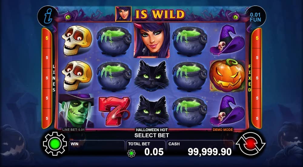 Halloween Hot е Хелоуин слот на CT Interactive с 5 барабана, 5 линии, Wild символ, Scatter символ, множители до x5 и Gamble функция. Разгледайте всички символи, печалби и функции в играта.