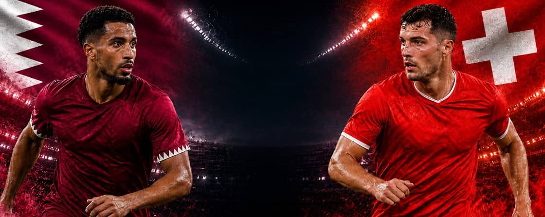 Катар срещу Швейцария на 13.06.2026 от 22:00 ч. Анализ на формата, последните резултати, вероятните състави и прогноза за двубоя от група B на Световното първенство 2026.