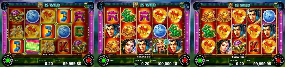 Мета описание: Mighty Moon е казино слот на CT Interactive с 5 барабана, 20 линии, Lucky Moon Bonus, Mini Bonus и Wild множител x2 с максимален потенциал до 10 000x залога.