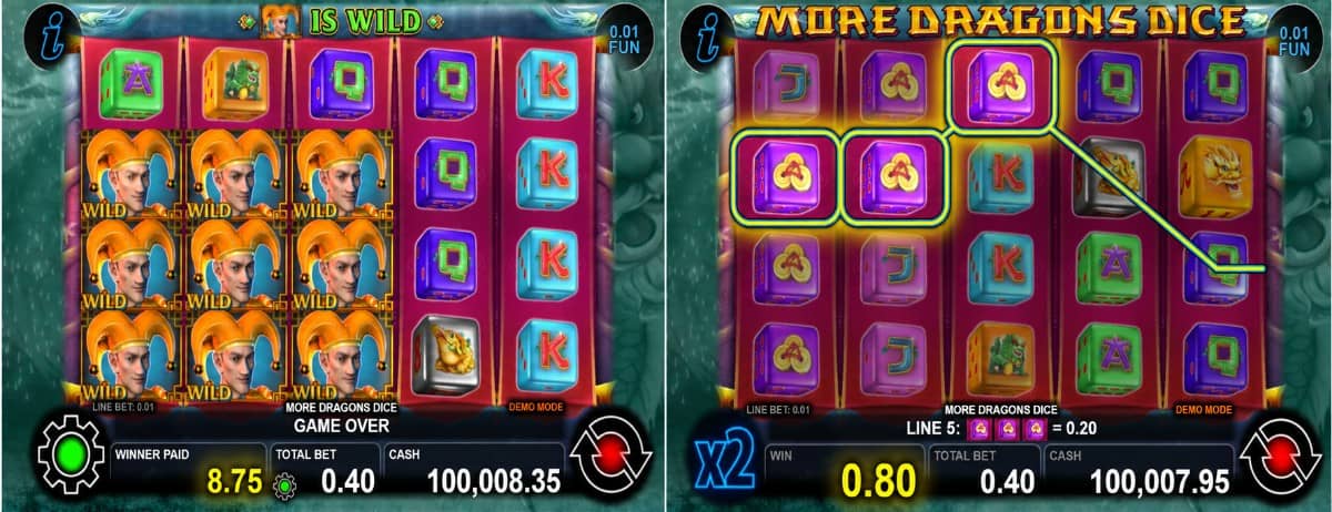 More Dragons Dice е Dice слот от CT Interactive с 40 линии, безплатни игри, разширяващи се Wild символи и максимална печалба до 750x залога. More Dragons Dice е Dice слот от CT Interactive с 40 линии, безплатни игри, разширяващи се Wild символи и максимална печалба до 750x залога.