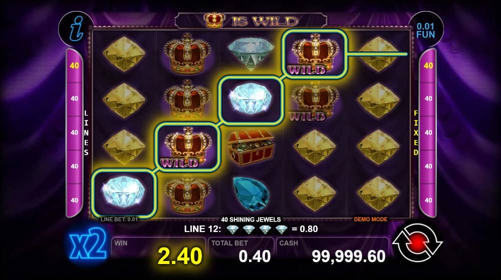 40 Shining Jewels е казино слот на CT Interactive с 5 барабана, 40 линии, Wild корона, Scatter символ и максимална печалба до 1000x залога. Играйте безплатно демо онлайн. 40 Shining Jewels е казино слот на CT Interactive с 5 барабана, 40 линии, Wild корона, Scatter символ и максимална печалба до 1000x залога. Играйте безплатно демо онлайн.