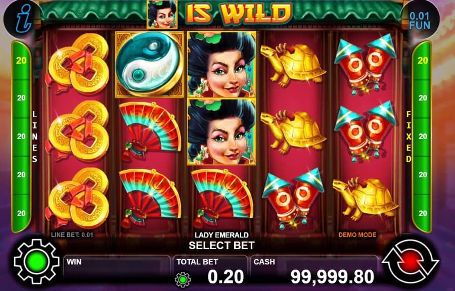 Lady Emerald е казино слот на CT Interactive с 5 барабана, 20 линии, Wild символ, Scatter изплащания и максимална печалба до 1000x залога.