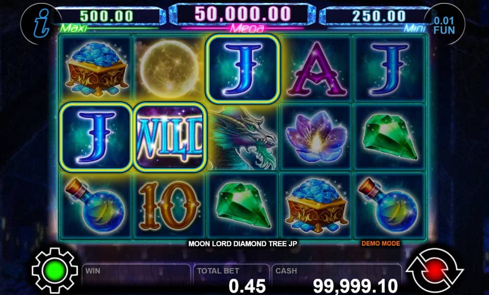 Moon Lord Diamond Tree Jackpot е слот на CT Interactive с 5 барабана, 30 линии, безплатни завъртания, Diamond Tree Jackpot бонус и печалби до 1000x залога.