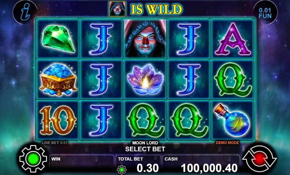 Moon Lord е слот на CT Interactive с 5 барабана, 30 линии, Wild символ, безплатни завъртания, Moon Lord Bonus и печалби до 1000x залога.