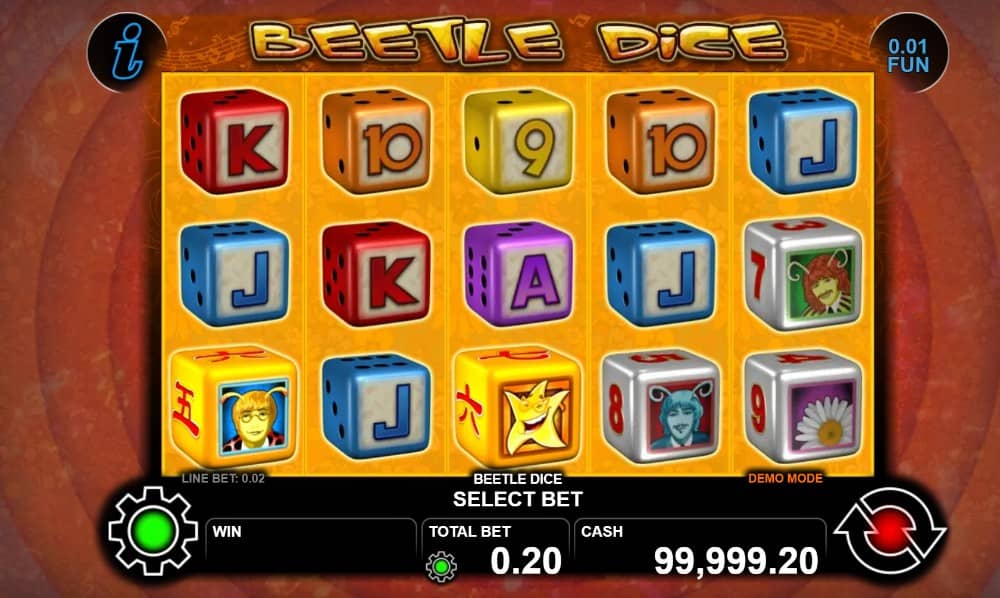 Beetle Dice е Dice слот от CT Interactive с 10 линии, Wild, Scatter, безплатни завъртания, Gamble функция и печалба до 15000x.