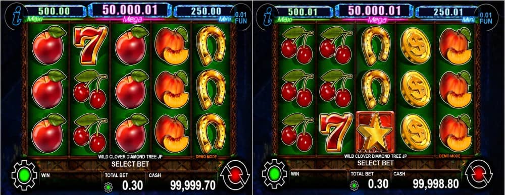 Wild Clover Diamond Tree Jackpot е казино слот на CT Interactive с 5 барабана, 20 линии, Scatter символ, подредени Wild символи и Diamond Tree Jackpot бонус.