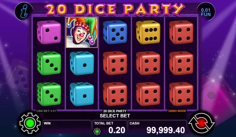 Разгледайте 20 Dice Party слот от CT Interactive с 20 линии, Wild и Scatter символи, Gamble функция и максимална печалба до 1000x залога. Разгледайте 20 Dice Party слот от CT Interactive с 20 линии, Wild и Scatter символи, Gamble функция и максимална печалба до 1000x залога.