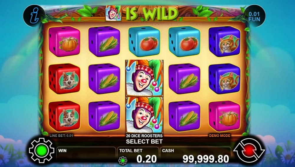 Разгледайте 20 Dice Roosters слот игра от CT Interactive с 20 линии, Wild, Scatter, Stacked символи, Gamble функция и печалба до 1000x залога.