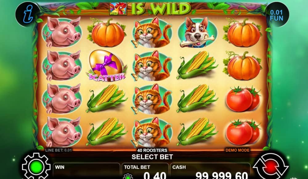 40 Roosters от CT Interactive – фермерски слот с 5 барабана, 40 линии, Wild петел, Scatter яйце и печалба до 1000x. 40 Roosters от CT Interactive – фермерски слот с 5 барабана, 40 линии, Wild петел, Scatter яйце и печалба до 1000x.