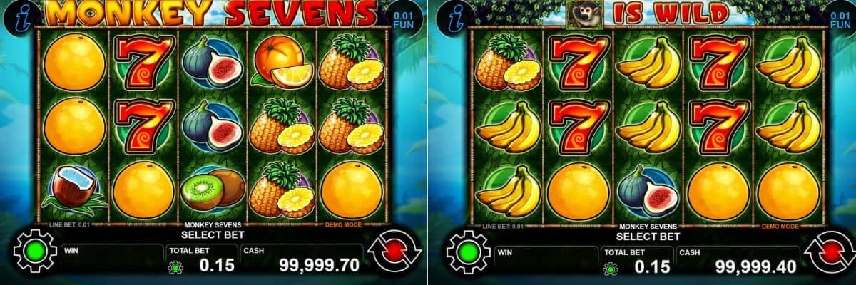 Ревю на Monkey Sevens от CT Interactive – колоритен слот с плодове, Extended Wild символ, Free Respins и печалба до 750x залога.
