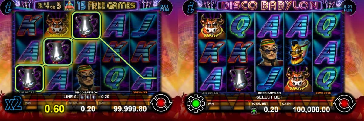 Разгледайте ревю на Disco Babylon от CT Interactive – Free Games с x4 множител, Wild, Scatter, Gamble функция и печалба до 10000x залога.
