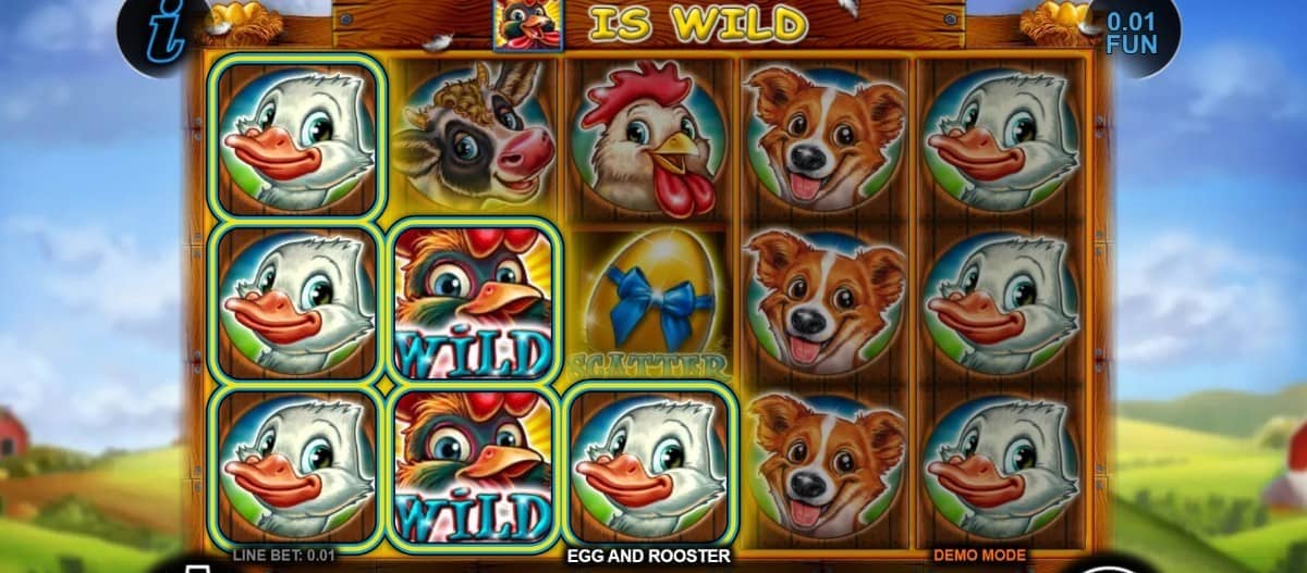 Разгледайте ревю на Egg and Rooster от CT Interactive – Wild с множител, Scatter, Free Games с множител, Gamble и печалба до 1000x залога.