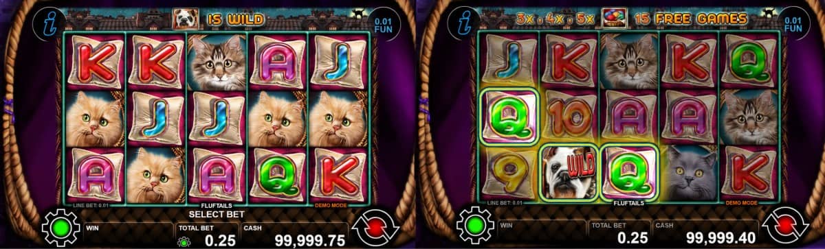 Ревю на Fluf Tails от CT Interactive – слот с котки, Wild, Scatter, Free Games, Ball Bonus, Super Games и печалба до 10000x.