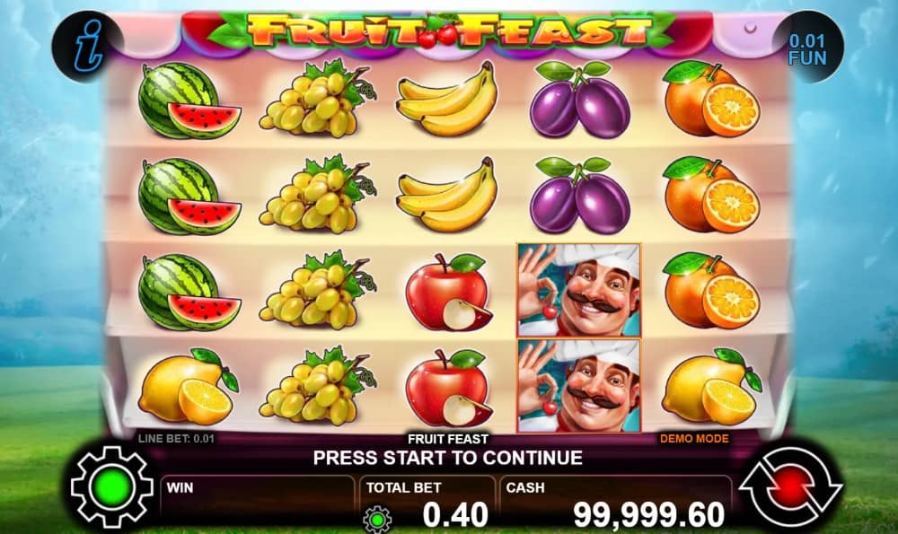Ревю на Fruit Feast от CT Interactive – плодов слот с 5 барабана, 40 линии, Wild готвач, Scatter торта и печалба до 1000x. Ревю на Fruit Feast от CT Interactive – плодов слот с 5 барабана, 40 линии, Wild готвач, Scatter торта и печалба до 1000x.