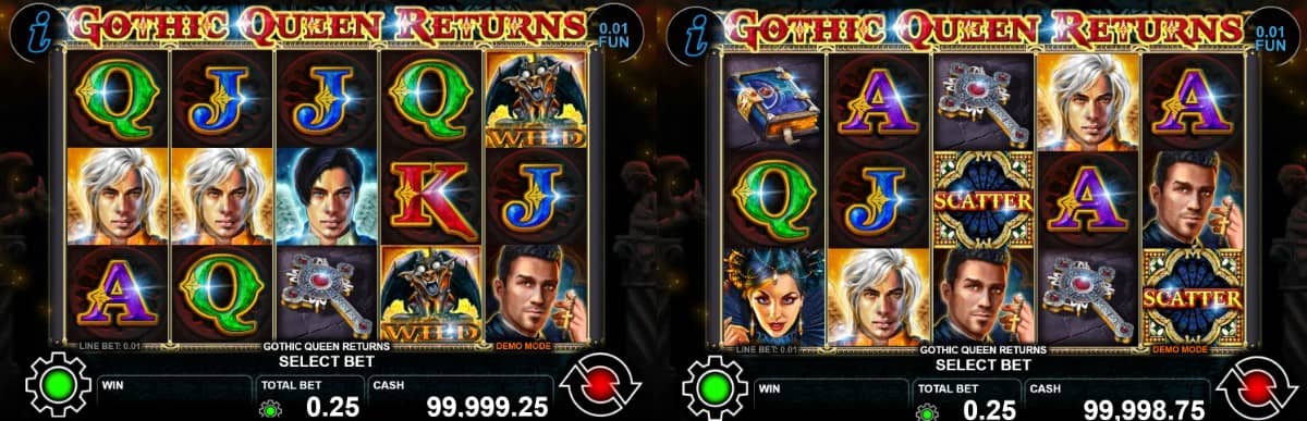 Ревю на Gothic Queen Returns от CT Interactive – мистичен слот с 5 барабана, 25 линии, Wild, Scatter, Free Games и печалба до 10000x.