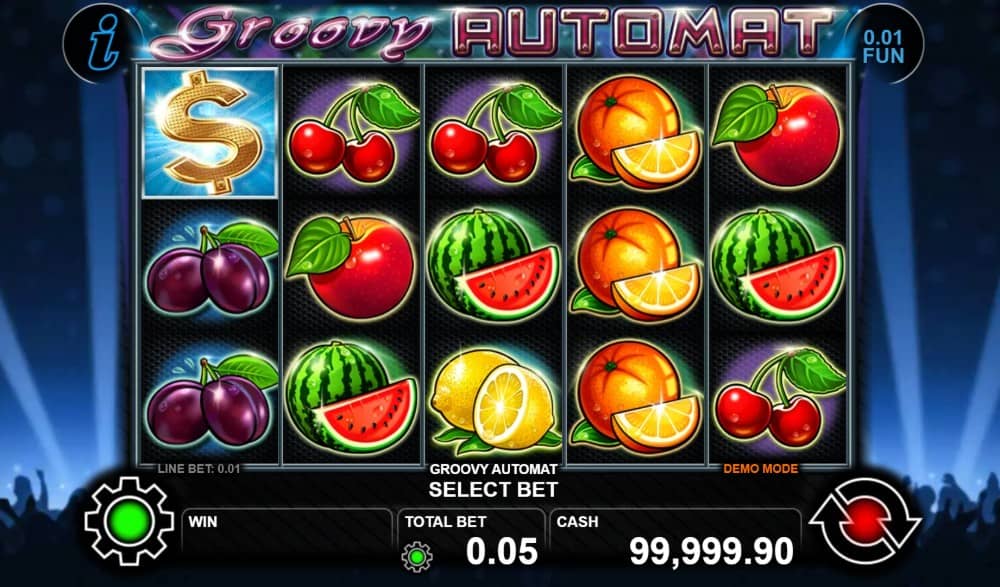 Разгледайте ревю на Groovy Automat от CT Interactive – класически плодов слот с 5 линии, Scatter символ, Gamble функция и печалба до 5000x. Разгледайте ревю на Groovy Automat от CT Interactive – класически плодов слот с 5 линии, Scatter символ, Gamble функция и печалба до 5000x.
