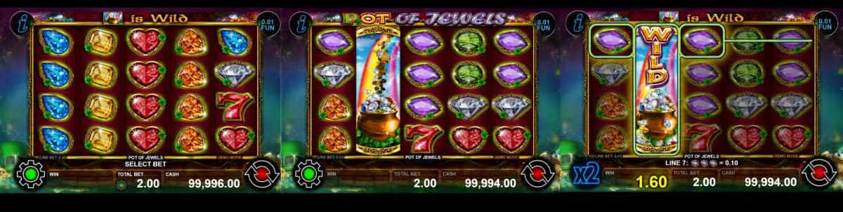 Pot Of Jewels слот от CT Interactive с 5 барабана, 100 линии, Expanded Wild, Free Games, x2 множител и печалба до 3000x. Pot Of Jewels слот от CT Interactive с 5 барабана, 100 линии, Expanded Wild, Free Games, x2 множител и печалба до 3000x.