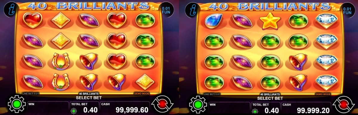 Ревю на 40 Brilliants слот от CT Interactive – 5 барабана, 40 линии, бижута, Wild монета, Scatter звезда и до 1000x печалба.
