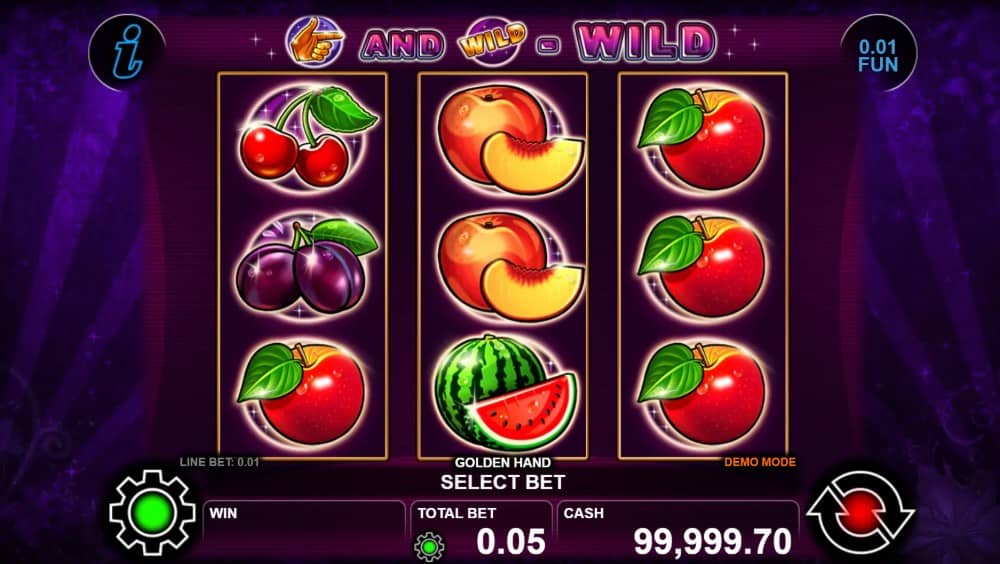 Ревю на Golden Hand от CT Interactive – класически плодов слот с 3 барабана, 5 линии, специален Wild символ и печалба до 100x.