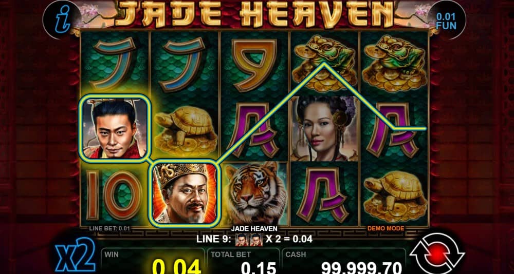 Разгледайте ревю на Jade Heaven от CT Interactive – азиатска слот игра с Wild x2, Scatter, безплатни завъртания с x3 множител и печалба до 10000x.