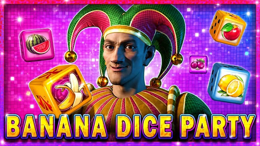 Научете всичко за Banana Dice Party слот от CT Interactive – 25 линии, Wild и Scatter символи, Gamble функция, максимална печалба до 1000x залога и подробно ревю на играта