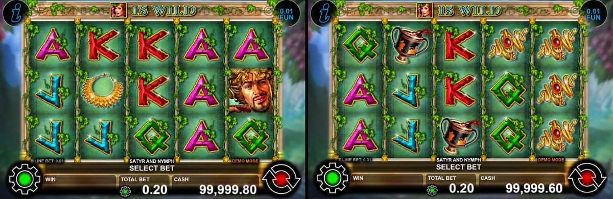 Ревю на Satyr and Nymph от CT Interactive – слот с 5 барабана, 20 линии, Expanded Wild, Scatter символ и печалба до 500x.