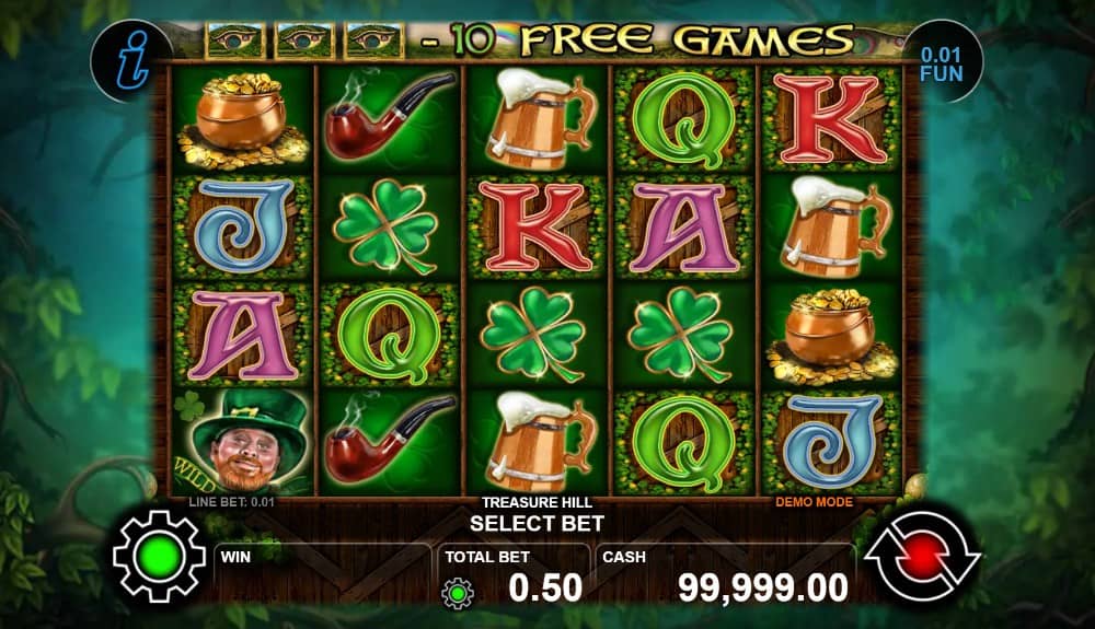 Treasure Hill е слот игра на CT Interactive с 50 линии, Wild, Scatter, Stacked символи, Free Games, Gamble функция и максимална печалба до 1000x залога.