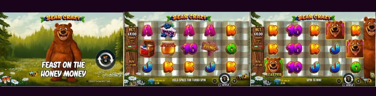 Bear Crazy е весел слот от Pragmatic Play с мечки, мед, три бонус режима, разширяващи се символи и до 20 безплатни завъртания.