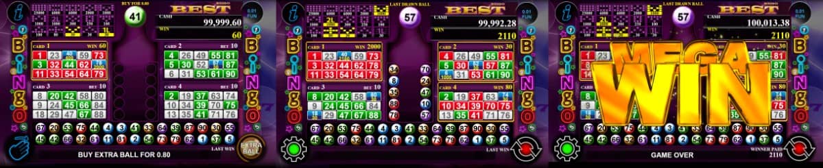 Ревю на Bingo Best от CT Interactive – бинго игра с четири карти, 30 теглени числа, различни печеливши фигури и до 10 допълнителни топки.