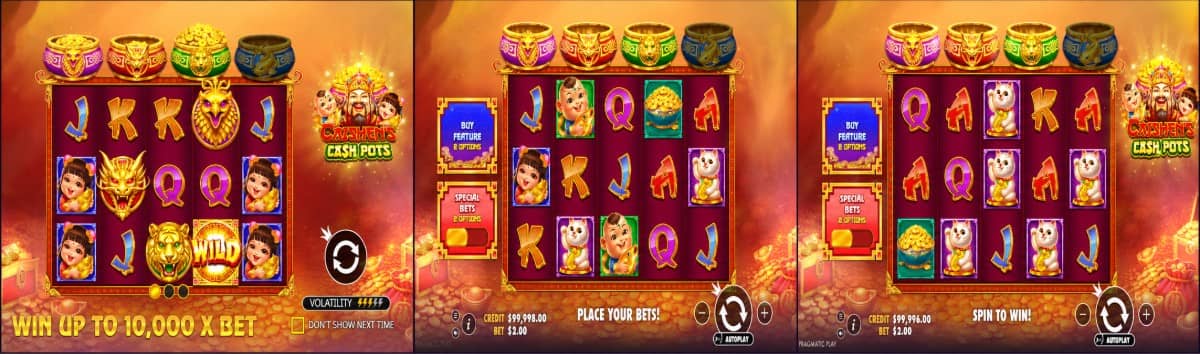 Caishen’s Cash Pots е слот от Pragmatic Play с парични символи, събиращ символ, четири гърнета и безплатни завъртания.
