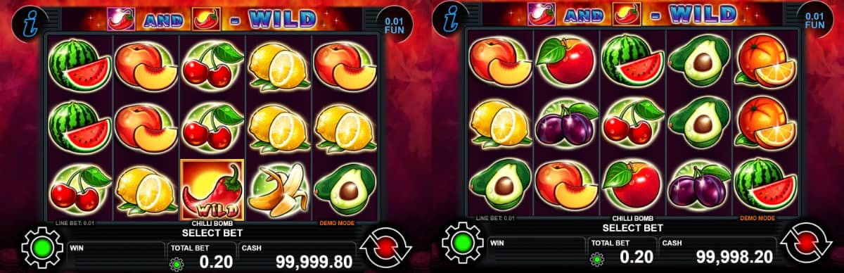 Chilli Bomb от CT Interactive е плодов слот с 5 барабана, 20 линии, два Wild символа, Scatter, Gamble функция и безплатно демо. Chilli Bomb от CT Interactive е плодов слот с 5 барабана, 20 линии, два Wild символа, Scatter, Gamble функция и безплатно демо.