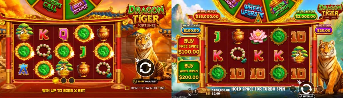 Dragon Tiger Fortunes е азиатски слот от Прагматик Плей с 5×3 поле, 243 начина за печалба, колело, джакпоти и безплатни завъртания с възможност за демо игра.