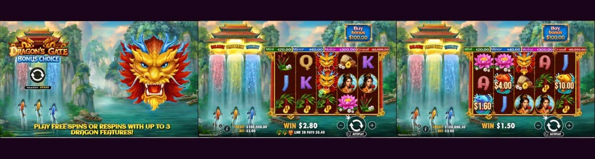Dragon’s Gate – Bonus Choice е слот от Pragmatic Play с 50 линии, два бонус режима, три модификатора и печалба до 10 000x.