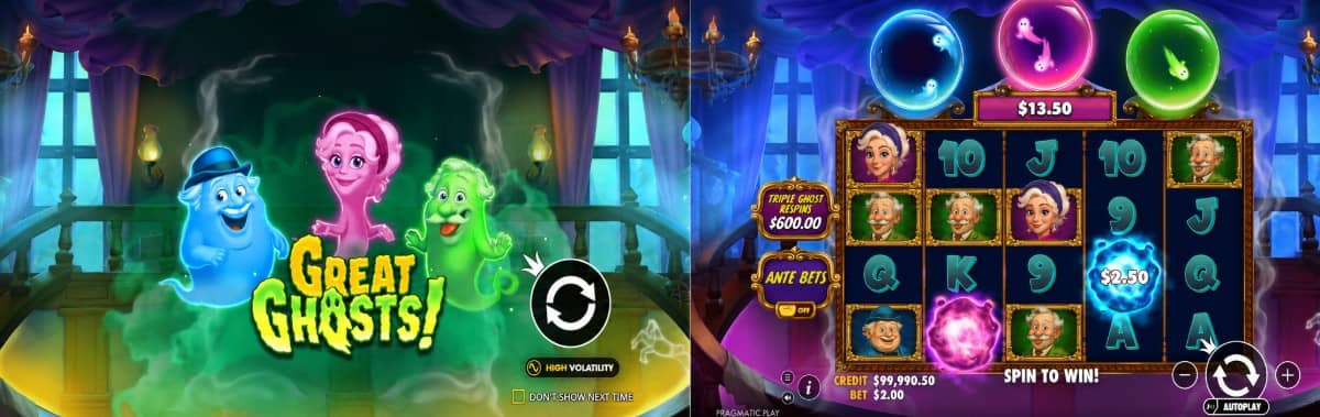 Ревю на играта Great Ghosts! от Pragmatic Play. Виж символите, бонусите, печалбите и безплатното демо на казино слота.