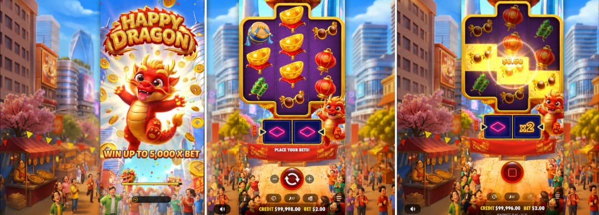 Ревю на играта Happy Dragon от Pragmatic Play. Разгледай символите, бонусите, печалбите и безплатното демо на казино слота.