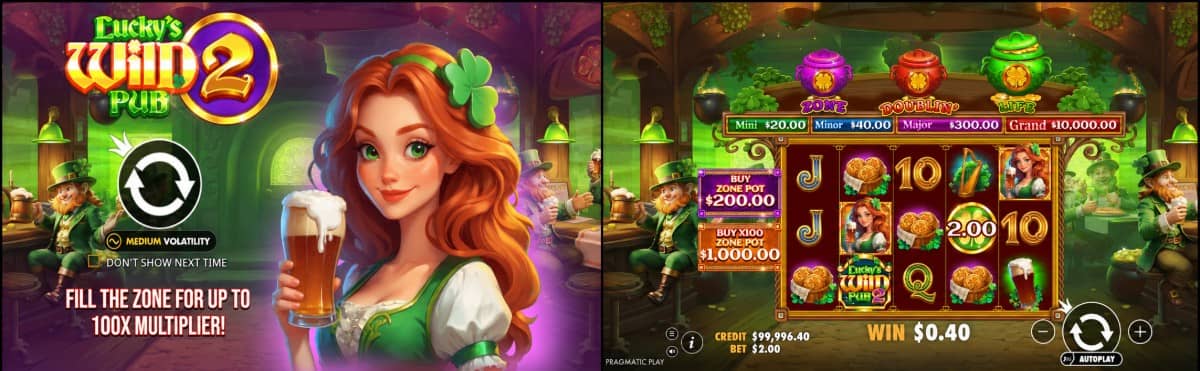 Ревю на Lucky’s Wild Pub 2 от Pragmatic Play. Разгледай символите, бонусите, печалбите и безплатното демо на казино играта.