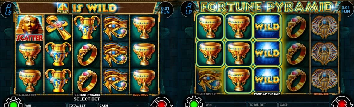 Fortune Pyramid от CT Interactive е египетски слот с 5 барабана, 20 линии, Wild пирамида, Scatter фараон, Gamble функция и безплатно демо.