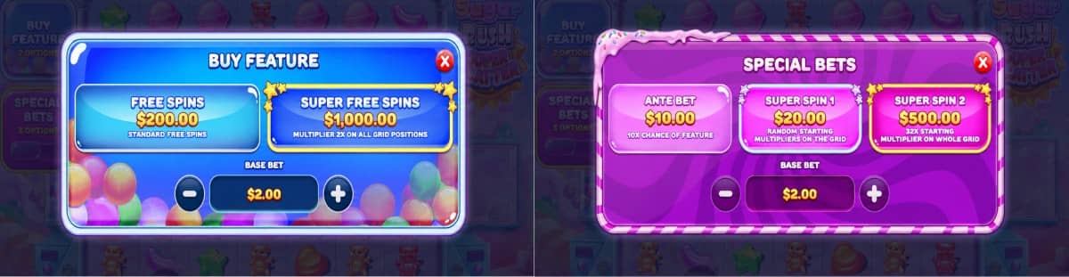 Sugar Rush Super Scatter е сладкарски слот от Прагматик Плей с поле 7×7, каскади, множители до 1024x, безплатни завъртания и възможност за демо игра. Sugar Rush Super Scatter е сладкарски слот от Прагматик Плей с поле 7×7, каскади, множители до 1024x, безплатни завъртания и възможност за демо игра.
