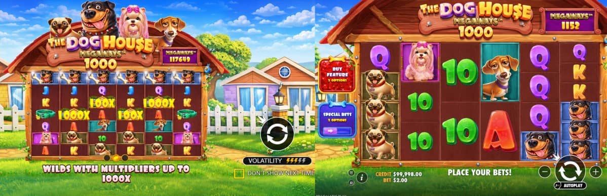 The Dog House Megaways 1000 е слот от Прагматик Плей с до 117 649 начина за печалба, множители до 1000x и награда до 25 000x.