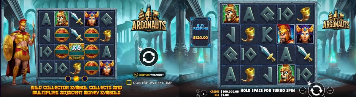 Argonauts е слот от Pragmatic Play с 5 барабана, 1024 начина за печалба, парични символи, повторни завъртания, печалба до 10 000x и безплатно демо