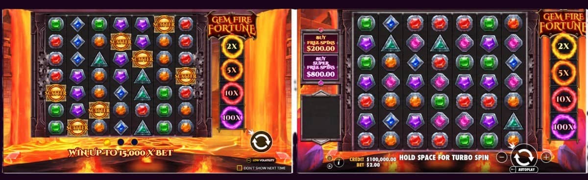 Gem Fire Fortune слот от Pragmatic Play с групови печалби, каскади, множители до 100x и максимум 15 000x. Има безплатно демо.