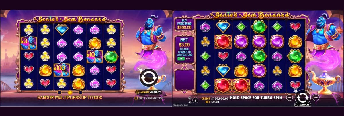 Genie’s Gem Bonanza е слот от Pragmatic Play с поле 6×5, каскади, множители до 100 пъти, безплатни завъртания и безплатно демо.