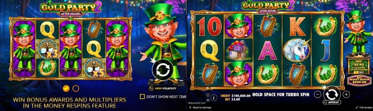 Gold Party 2 – After Hours слот от Pragmatic Play с парични повторни завъртания, множители до 25x и печалба до 10 312x. Има безплатно демо.